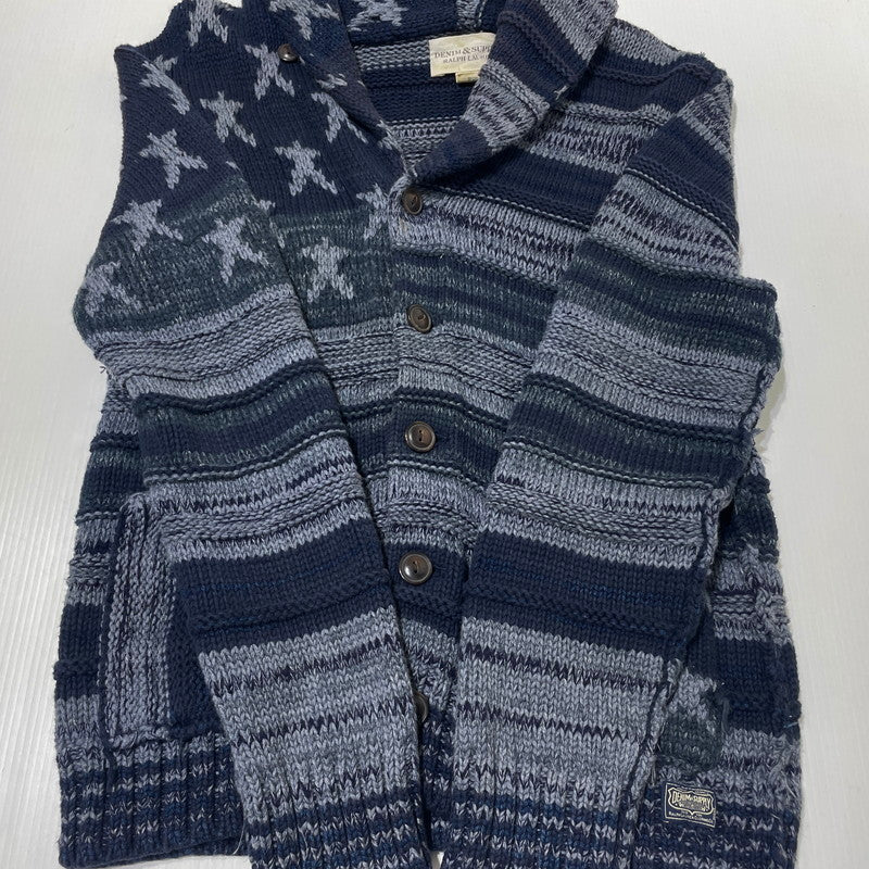 【中古品】【メンズ】 DENIM&SUPPLY デニムアンドサプライ AMERICAN FLAG SHAWL COLLAR CARDIGAN 星条旗 ショールカラー カーディガン トップス 147-260706-sa-12-tei サイズ：S カラー：ネイビー 万代Net店