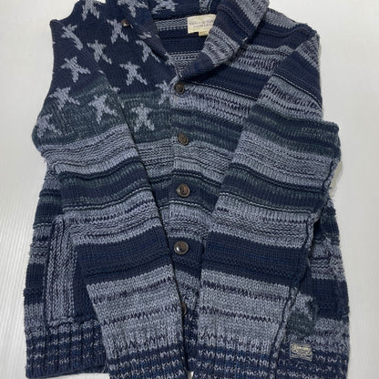 【中古品】【メンズ】 DENIM&SUPPLY デニムアンドサプライ AMERICAN FLAG SHAWL COLLAR CARDIGAN 星条旗 ショールカラー カーディガン トップス 147-260706-sa-12-tei サイズ：S カラー：ネイビー 万代Net店