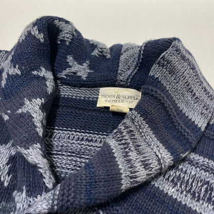 【中古品】【メンズ】 DENIM&SUPPLY デニムアンドサプライ AMERICAN FLAG SHAWL COLLAR CARDIGAN 星条旗 ショールカラー カーディガン トップス 147-260706-sa-12-tei サイズ：S カラー：ネイビー 万代Net店