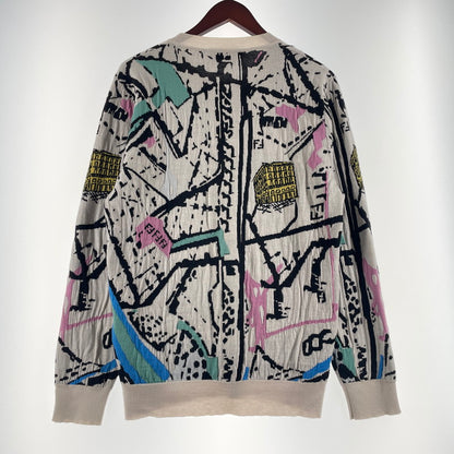 【中古品】【メンズ】 FENDI フェンディ 22SS PRINTED LONG SLEEVE KNIT SWEATER FZX038 プリント ロングスリーブ ニットセーター 長袖 トップス 141-260609-yo-08-tei サイズ：48 カラー：ホワイト 万代Net店