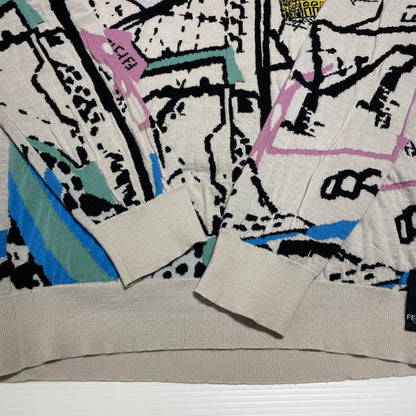 【中古品】【メンズ】 FENDI フェンディ 22SS PRINTED LONG SLEEVE KNIT SWEATER FZX038 プリント ロングスリーブ ニットセーター 長袖 トップス 141-260609-yo-08-tei サイズ：48 カラー：ホワイト 万代Net店