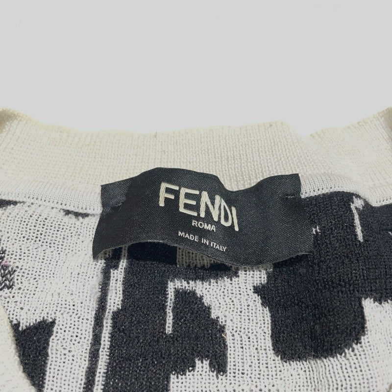 【中古品】【メンズ】 FENDI フェンディ 22SS PRINTED LONG SLEEVE KNIT SWEATER FZX038 プリント ロングスリーブ ニットセーター 長袖 トップス 141-260609-yo-08-tei サイズ：48 カラー：ホワイト 万代Net店