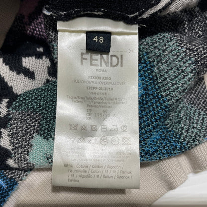 【中古品】【メンズ】 FENDI フェンディ 22SS PRINTED LONG SLEEVE KNIT SWEATER FZX038 プリント ロングスリーブ ニットセーター 長袖 トップス 141-260609-yo-08-tei サイズ：48 カラー：ホワイト 万代Net店
