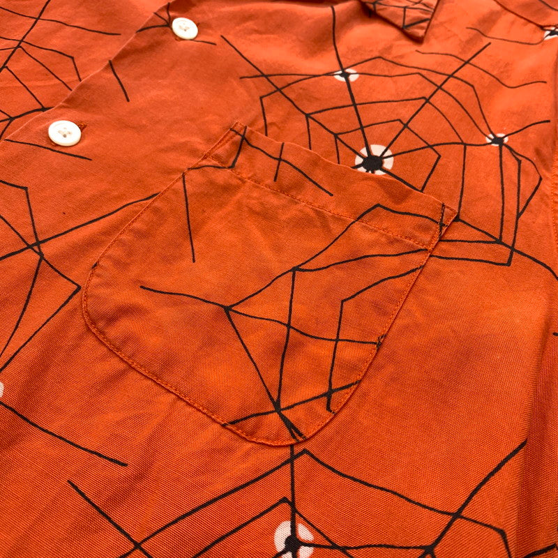 【中古品】【メンズ】 WACKO MARIA ワコマリア ATOMIC SPIDER L/S HAWAIIAN SHIRT アトミック スパイダー ロングスリーブ ハワイアンシャツ 長袖 トップス 140-260610-ko-04-tei サイズ：M カラー：オレンジ 万代Net店
