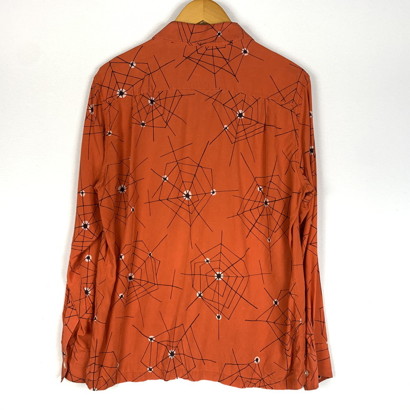 【中古品】【メンズ】 WACKO MARIA ワコマリア ATOMIC SPIDER L/S HAWAIIAN SHIRT アトミック スパイダー ロングスリーブ ハワイアンシャツ 長袖 トップス 140-260610-ko-04-tei サイズ：M カラー：オレンジ 万代Net店