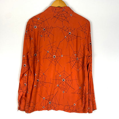 【中古品】【メンズ】 WACKO MARIA ワコマリア ATOMIC SPIDER L/S HAWAIIAN SHIRT アトミック スパイダー ロングスリーブ ハワイアンシャツ 長袖 トップス 140-260610-ko-04-tei サイズ：M カラー：オレンジ 万代Net店