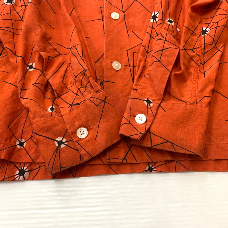 【中古品】【メンズ】 WACKO MARIA ワコマリア ATOMIC SPIDER L/S HAWAIIAN SHIRT アトミック スパイダー ロングスリーブ ハワイアンシャツ 長袖 トップス 140-260610-ko-04-tei サイズ：M カラー：オレンジ 万代Net店