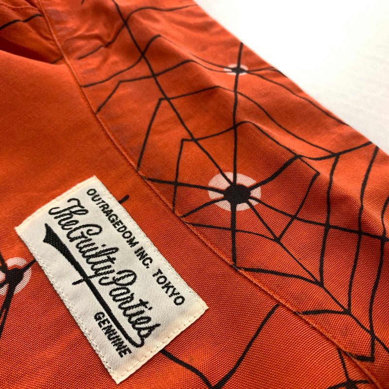 【中古品】【メンズ】 WACKO MARIA ワコマリア ATOMIC SPIDER L/S HAWAIIAN SHIRT アトミック スパイダー ロングスリーブ ハワイアンシャツ 長袖 トップス 140-260610-ko-04-tei サイズ：M カラー：オレンジ 万代Net店
