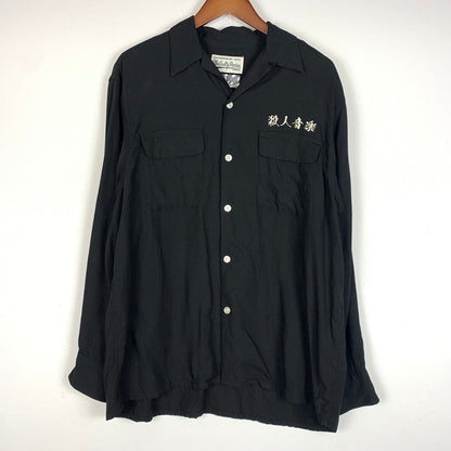 【中古品】【メンズ】 WACKO MARIA ワコマリア OPEN COLLAR SHIRT オープンカラーシャツ 長袖 トップス 舐達麻 殺人音楽 140-260610-ko-03-tei サイズ：M カラー：ブラック 万代Net店