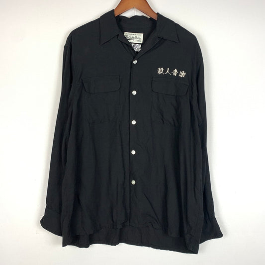 【中古品】【メンズ】 WACKO MARIA ワコマリア OPEN COLLAR SHIRT オープンカラーシャツ 長袖 トップス 舐達麻 殺人音楽 140-260610-ko-03-tei サイズ：M カラー：ブラック 万代Net店
