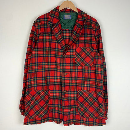 【現状渡し品】【メンズ】 PENDLETON ペンドルトン 50-60's WOOL CHECK JACKET VINTAGE 50-60年代 ウール チェック ジャケット ライトアウター テーラード シャツ ヴィンテージ 145-260610-ko-06-tei サイズ：L カラー：レッド 万代Net店