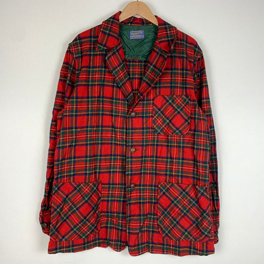 【現状渡し品】【メンズ】 PENDLETON ペンドルトン 50-60's WOOL CHECK JACKET VINTAGE 50-60年代 ウール チェック ジャケット ライトアウター テーラード シャツ ヴィンテージ 145-260610-ko-06-tei サイズ：L カラー：レッド 万代Net店