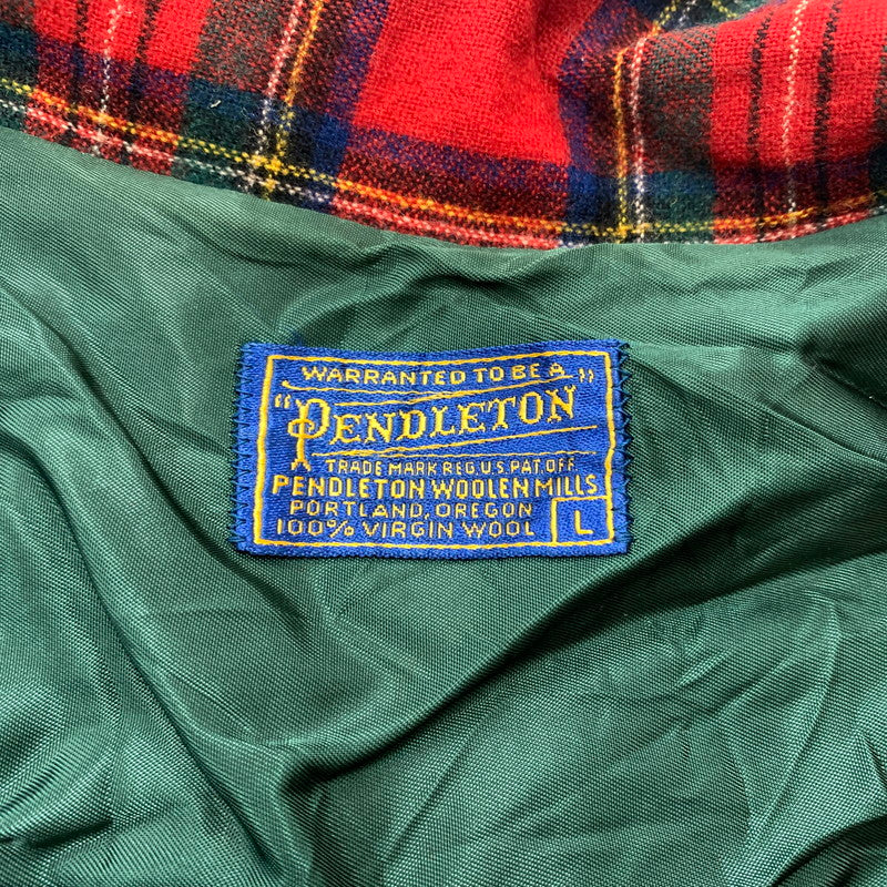 【現状渡し品】【メンズ】 PENDLETON ペンドルトン 50-60's WOOL CHECK JACKET VINTAGE 50-60年代 ウール チェック ジャケット ライトアウター テーラード シャツ ヴィンテージ 145-260610-ko-06-tei サイズ：L カラー：レッド 万代Net店