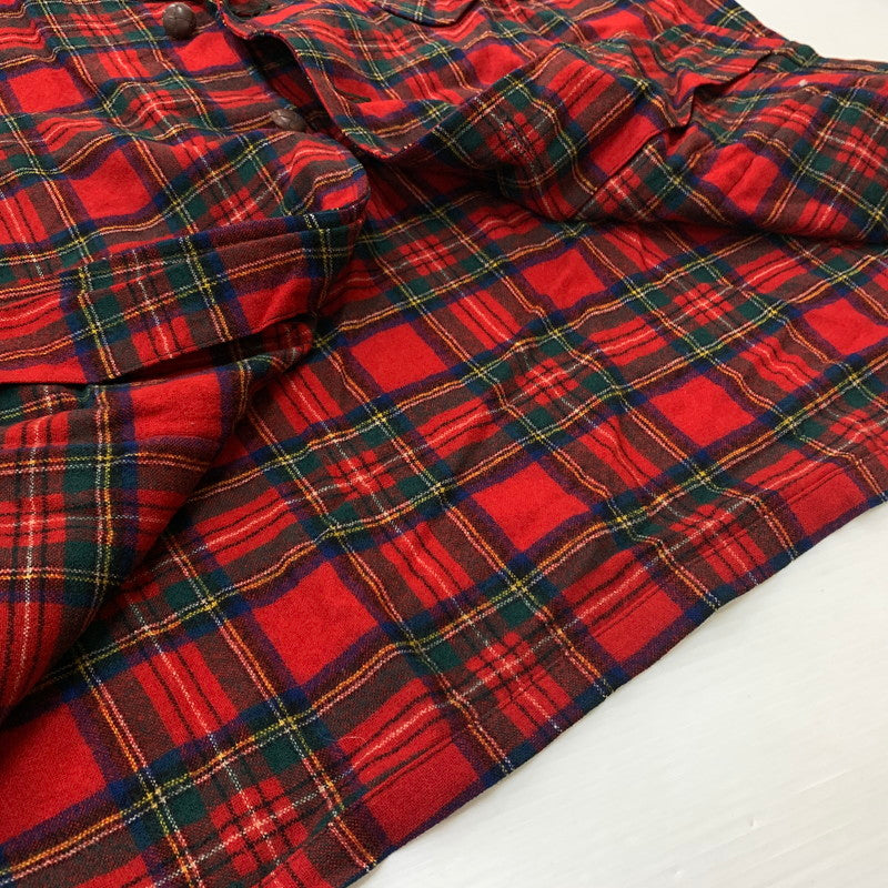 【現状渡し品】【メンズ】 PENDLETON ペンドルトン 50-60's WOOL CHECK JACKET VINTAGE 50-60年代 ウール チェック ジャケット ライトアウター テーラード シャツ ヴィンテージ 145-260610-ko-06-tei サイズ：L カラー：レッド 万代Net店