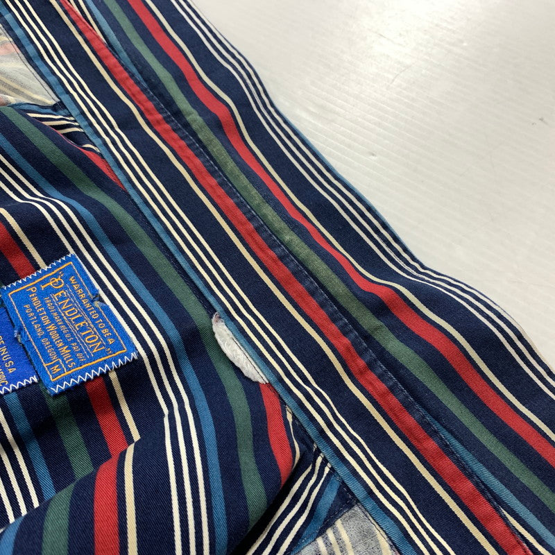 【中古品】【メンズ】 PENDLETON ペンドルトン BUTTON DOWN S/S STRIPE SHIRT VINTAGE ボタンダウン ショートスリーブ ストライプシャツ 半袖 トップス ヴィンテージ 145-260610-ko-02-tei サイズ：M カラー：マルチ 万代Net店