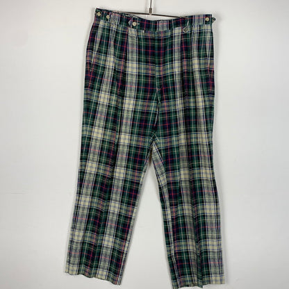 【中古品】【メンズ】 Polo Ralph Lauren ポロラルフローレン CHECK PANTS チェックパンツ ボトムス コットンリネンパンツ 156-260607-ko-13-tei サイズ：36 カラー：グリーン系 万代Net店