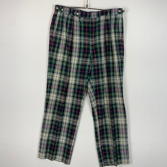 【中古品】【メンズ】 Polo Ralph Lauren ポロラルフローレン CHECK PANTS チェックパンツ ボトムス コットンリネンパンツ 156-260607-ko-13-tei サイズ：36 カラー：グリーン系 万代Net店