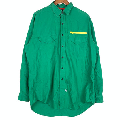【中古品】【メンズ】 POLO RALPH LAUREN ポロラルフローレン 90's ARM PATCH SOLID SHIRT 90年代 アーム パッチ ソリッド シャツ 長袖 トップス 145-260610-ko-05-tei サイズ：L カラー：グリーン 万代Net店