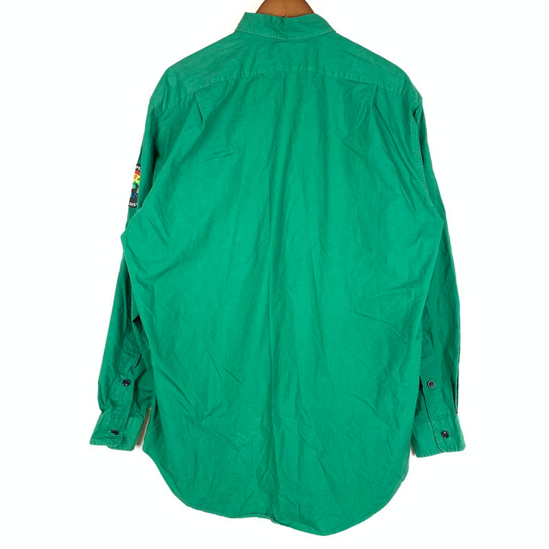 【中古品】【メンズ】 POLO RALPH LAUREN ポロラルフローレン 90's ARM PATCH SOLID SHIRT 90年代 アーム パッチ ソリッド シャツ 長袖 トップス 145-260610-ko-05-tei サイズ：L カラー：グリーン 万代Net店