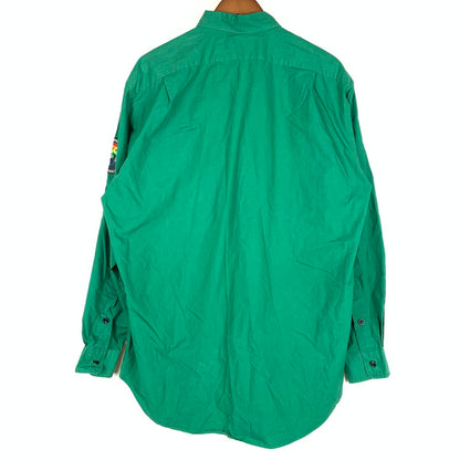 【中古品】【メンズ】 POLO RALPH LAUREN ポロラルフローレン 90's ARM PATCH SOLID SHIRT 90年代 アーム パッチ ソリッド シャツ 長袖 トップス 145-260610-ko-05-tei サイズ：L カラー：グリーン 万代Net店