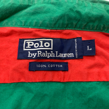 【中古品】【メンズ】 POLO RALPH LAUREN ポロラルフローレン 90's ARM PATCH SOLID SHIRT 90年代 アーム パッチ ソリッド シャツ 長袖 トップス 145-260610-ko-05-tei サイズ：L カラー：グリーン 万代Net店