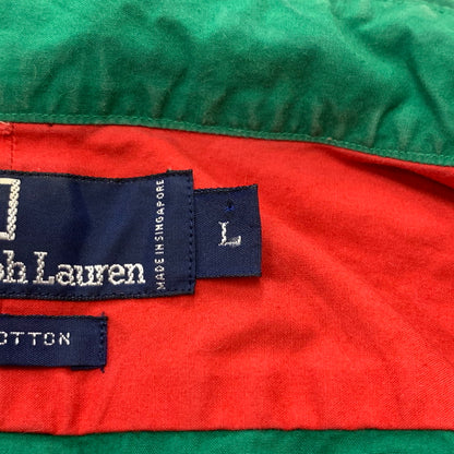 【中古品】【メンズ】 POLO RALPH LAUREN ポロラルフローレン 90's ARM PATCH SOLID SHIRT 90年代 アーム パッチ ソリッド シャツ 長袖 トップス 145-260610-ko-05-tei サイズ：L カラー：グリーン 万代Net店