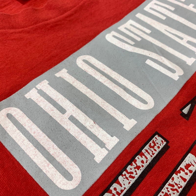 【現状渡し品】【メンズ】 NIKE ナイキ 90's OHIO STATE BUCKEYES S/S TEE 90年代 オハイオ ステイツ バックアイズ ショートスリーブ Tシャツ 半袖 トップス 148-260607-ko-08-tei サイズ：XL カラー：レッド 万代Net店