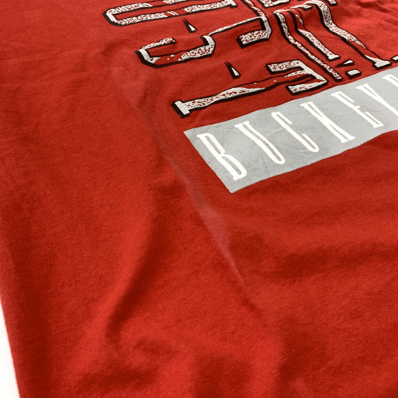 【現状渡し品】【メンズ】 NIKE ナイキ 90's OHIO STATE BUCKEYES S/S TEE 90年代 オハイオ ステイツ バックアイズ ショートスリーブ Tシャツ 半袖 トップス 148-260607-ko-08-tei サイズ：XL カラー：レッド 万代Net店