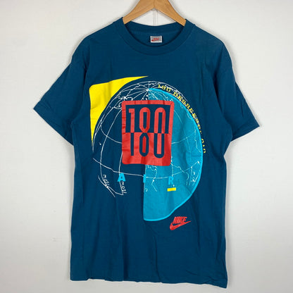 【中古品】【メンズ】 NIKE ナイキ 90's 180 DEGREES OF AIR S/S TEE 90年代 エアー ショートスリーブ Tシャツ 半袖 トップス 148-260610-ko-01-tei サイズ：L カラー：ネイビー 万代Net店
