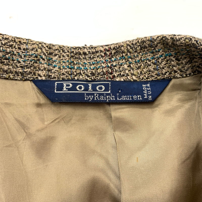 【現状渡し品】【メンズ】 POLO RALPH LAUREN ポロラルフローレン TWEED TAILORED JACKET VINTAGE ツイード テーラードジャケット ライトアウター カジュアルジャケット ヴィンテージ 145-260610-ko-13-tei サイズ：不明 カラー：ブラウン 万代Net店