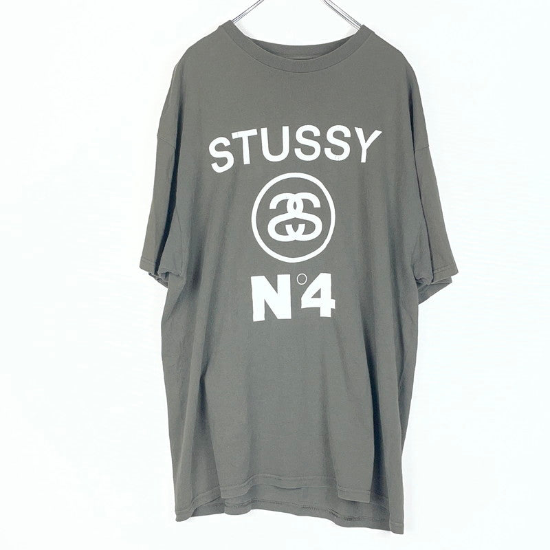 【中古品】【メンズ】 STUSSY ステューシー 00's NO.4 PRINT S/S TEE 2000年 ナンバー4 プリント Ｔシャツ 半袖 トップス 142-260618-sa-23-tei サイズ：XL カラー：カーキ 万代Net店