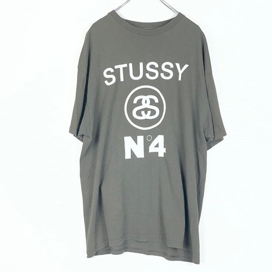 【中古品】【メンズ】 STUSSY ステューシー 00's NO.4 PRINT S/S TEE 2000年 ナンバー4 プリント Ｔシャツ 半袖 トップス 142-260618-sa-23-tei サイズ：XL カラー：カーキ 万代Net店