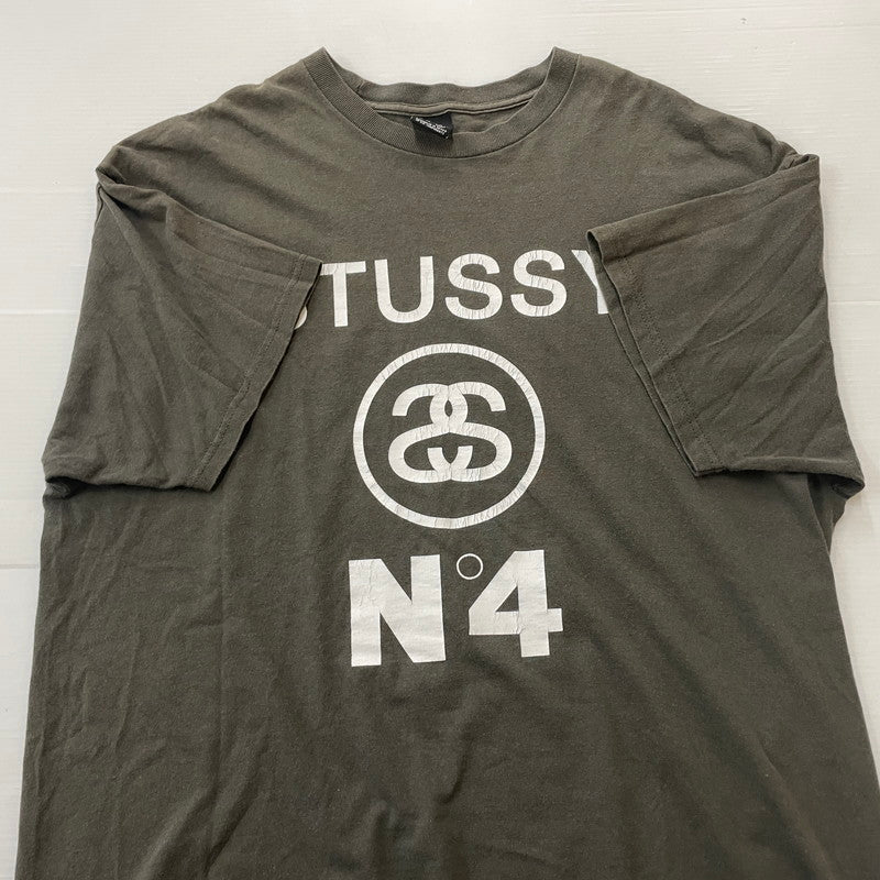 【中古品】【メンズ】 STUSSY ステューシー 00's NO.4 PRINT S/S TEE 2000年 ナンバー4 プリント Ｔシャツ 半袖 トップス 142-260618-sa-23-tei サイズ：XL カラー：カーキ 万代Net店