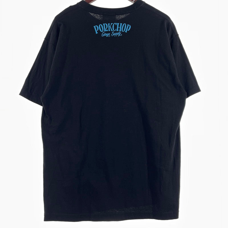 【中古品】【メンズ】 PORKCHOP ポークチョップ S/S TEE ショート スリーブ Tシャツ 半袖 145-260807-sa-13-tei サイズ：XL カラー：ブラック 万代Net店