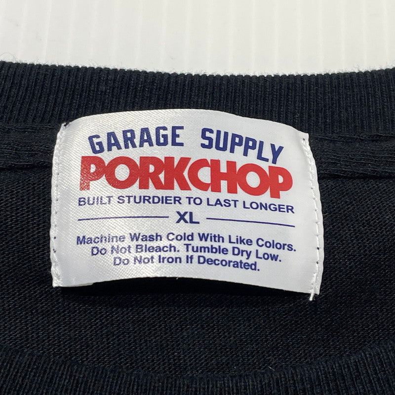 【中古品】【メンズ】 PORKCHOP ポークチョップ S/S TEE ショート スリーブ Tシャツ 半袖 145-260807-sa-13-tei サイズ：XL カラー：ブラック 万代Net店