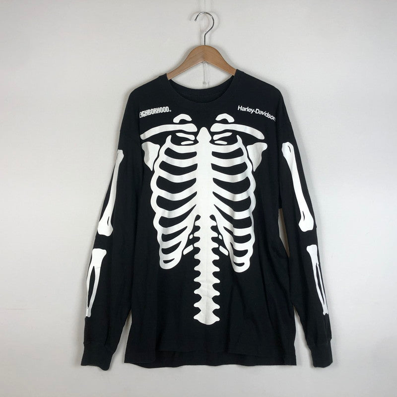 【中古品】【メンズ】 NEIGHBORHOOD ネイバーフッド × HARLEY DAVIDSON ハーレー ダビッドソン 別注コラボ 22AW NEIGHBORHOOD H-D . CREWNECK 222PC05N-CS01 クルーネック トップス 長袖 142-260609-sa-13-tei サイズ：XL カラー：ブラック 万代Net店