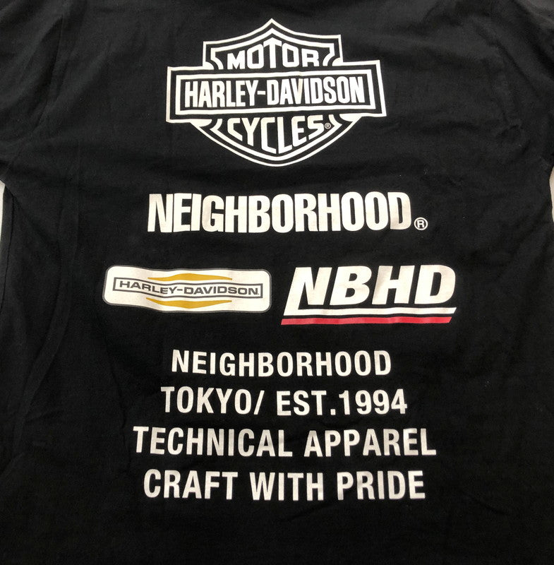 【中古品】【メンズ】 NEIGHBORHOOD ネイバーフッド × HARLEY DAVIDSON ハーレー ダビッドソン 別注コラボ 22AW NEIGHBORHOOD H-D . CREWNECK 222PC05N-CS01 クルーネック トップス 長袖 142-260609-sa-13-tei サイズ：XL カラー：ブラック 万代Net店
