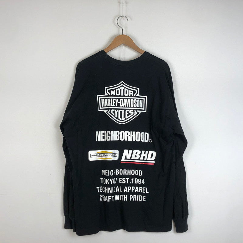 【中古品】【メンズ】 NEIGHBORHOOD ネイバーフッド × HARLEY DAVIDSON ハーレー ダビッドソン 別注コラボ 22AW NEIGHBORHOOD H-D . CREWNECK 222PC05N-CS01 クルーネック トップス 長袖 142-260609-sa-13-tei サイズ：XL カラー：ブラック 万代Net店