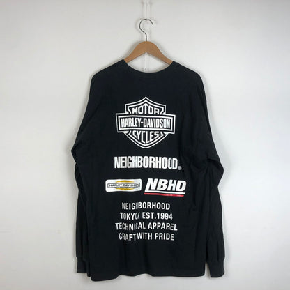 【中古品】【メンズ】 NEIGHBORHOOD ネイバーフッド × HARLEY DAVIDSON ハーレー ダビッドソン 別注コラボ 22AW NEIGHBORHOOD H-D . CREWNECK 222PC05N-CS01 クルーネック トップス 長袖 142-260609-sa-13-tei サイズ：XL カラー：ブラック 万代Net店