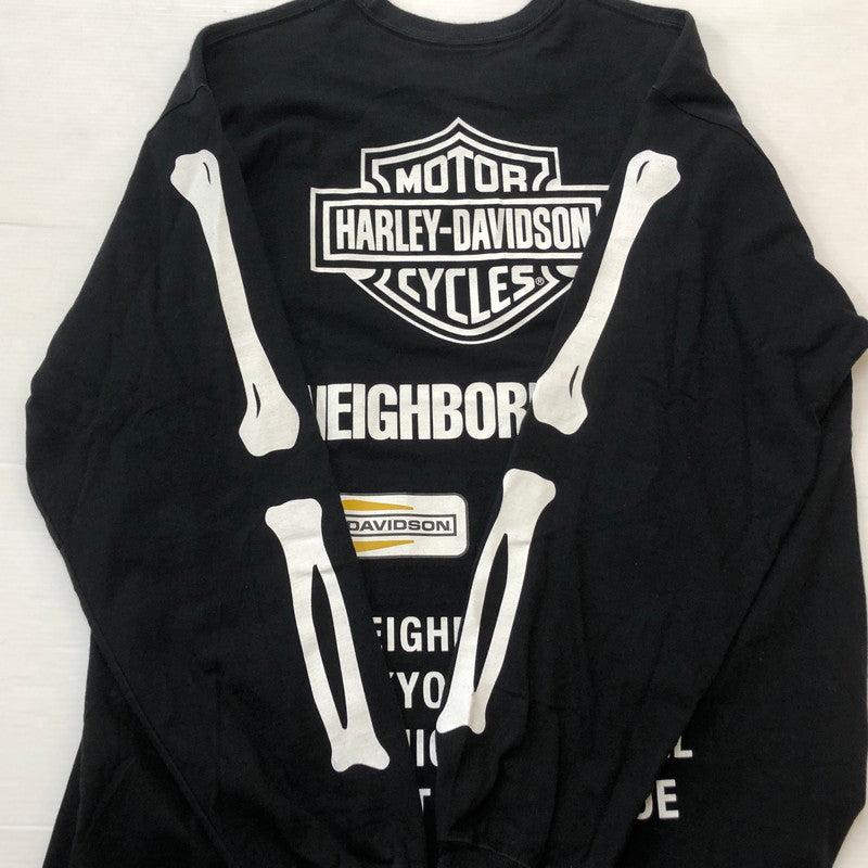 【中古品】【メンズ】 NEIGHBORHOOD ネイバーフッド × HARLEY DAVIDSON ハーレー ダビッドソン 別注コラボ 22AW NEIGHBORHOOD H-D . CREWNECK 222PC05N-CS01 クルーネック トップス 長袖 142-260609-sa-13-tei サイズ：XL カラー：ブラック 万代Net店