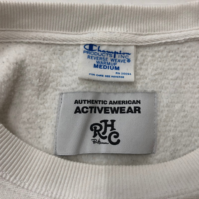 【中古品】【メンズ】 RHC Ron Herman ロンハーマン × CHAMPION チャンピオン 別注コラボ REVERSE WEAVE LOS ANGELES SWEAT C8-Y009 リバースウィーブ ロサンゼルス スウェット 長袖 トレーナー 141-260609-sa-05-tei サイズ：M カラー：ホワイト 万代Net店