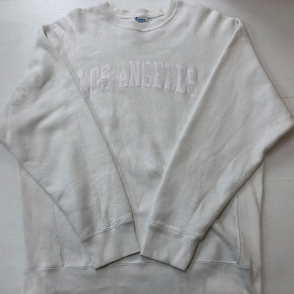 【中古品】【メンズ】 RHC Ron Herman ロンハーマン × CHAMPION チャンピオン 別注コラボ REVERSE WEAVE LOS ANGELES SWEAT C8-Y009 リバースウィーブ ロサンゼルス スウェット 長袖 トレーナー 141-260609-sa-05-tei サイズ：M カラー：ホワイト 万代Net店