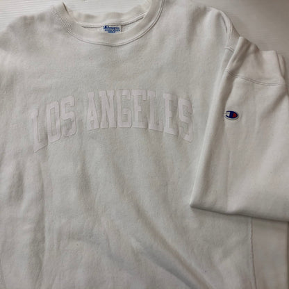 【中古品】【メンズ】 RHC Ron Herman ロンハーマン × CHAMPION チャンピオン 別注コラボ REVERSE WEAVE LOS ANGELES SWEAT C8-Y009 リバースウィーブ ロサンゼルス スウェット 長袖 トレーナー 141-260609-sa-05-tei サイズ：M カラー：ホワイト 万代Net店