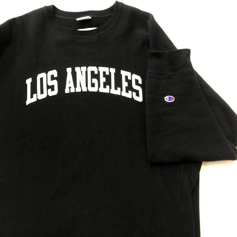 【中古品】【メンズ】 RHC Ron Herman ロンハーマン × CHAMPION チャンピオン 別注コラボ REVERSE WEAVE LOS ANGELES SWEAT C8-Y009 リバースウィーブ ロサンゼルス スウェット 長袖 トレーナー 141-260609-sa-04-tei サイズ：M カラー：ブラック 万代Net店