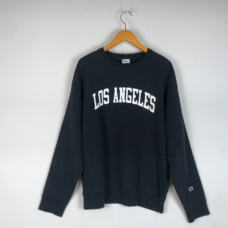 【中古品】【メンズ】 RHC Ron Herman ロンハーマン × CHAMPION チャンピオン 別注コラボ REVERSE WEAVE LOS ANGELES SWEAT C8-Y009 リバースウィーブ ロサンゼルス スウェット 長袖 トレーナー 141-260609-sa-04-tei サイズ：M カラー：ブラック 万代Net店