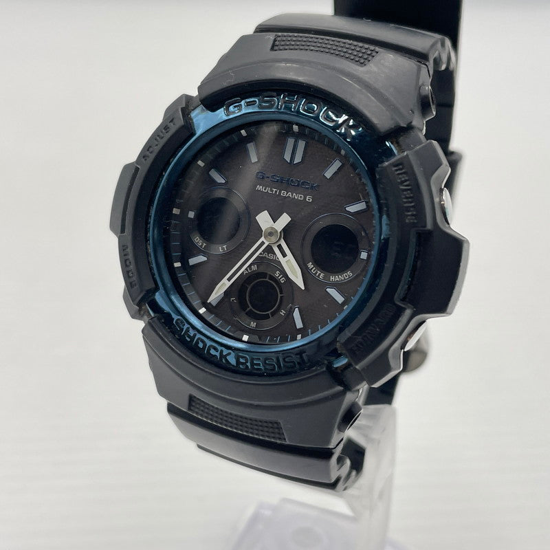 【中古品】【メンズ】 G-SHOCK ジーショック AWG-M100A-1AER ウォッチ 腕時計 ラバーバンド 電波ソーラー M100シリーズ 196-260826-ko-07-teih カラー：ブラック/ブルー 万代Net店