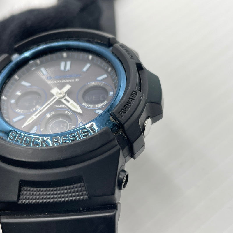 【中古品】【メンズ】 G-SHOCK ジーショック AWG-M100A-1AER ウォッチ 腕時計 ラバーバンド 電波ソーラー M100シリーズ 196-260826-ko-07-teih カラー：ブラック/ブルー 万代Net店