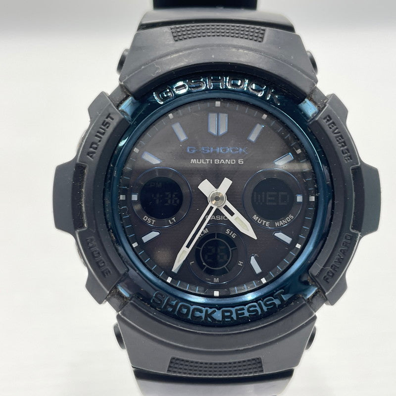 【中古品】【メンズ】 G-SHOCK ジーショック AWG-M100A-1AER ウォッチ 腕時計 ラバーバンド 電波ソーラー M100シリーズ 196-260826-ko-07-teih カラー：ブラック/ブルー 万代Net店