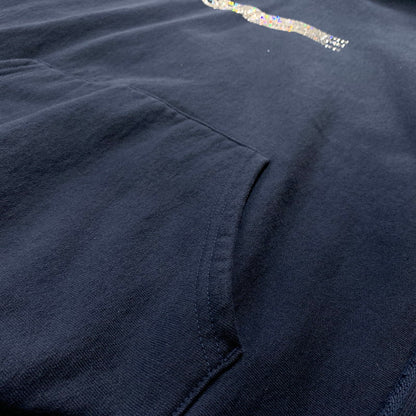 【中古品】【メンズ】 Supreme シュプリーム × SWAROVSKI スワロフスキー 別注 コラボ 25AW MOTION LOGO HOODED SWEATSHIRT モーション ロゴ フーデッド スウェット トップス プルオーバーパーカー 149-260610-ko-15-tei サイズ：XL カラー：ネイビー 万代Net店