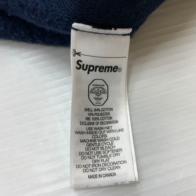 【中古品】【メンズ】 Supreme シュプリーム × SWAROVSKI スワロフスキー 別注 コラボ 25AW MOTION LOGO HOODED SWEATSHIRT モーション ロゴ フーデッド スウェット トップス プルオーバーパーカー 149-260610-ko-15-tei サイズ：XL カラー：ネイビー 万代Net店